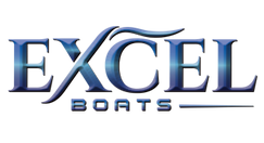 A green background with the word xce boats written in blue.